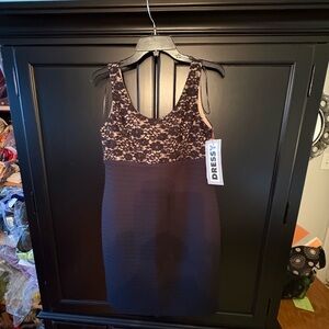 R&M Richards Black and Pink Lace Shapewear Dress